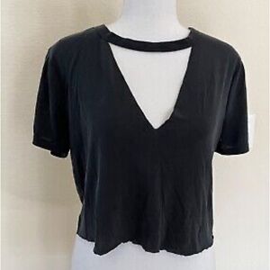 PacSun Me to We Dark Gray Cutout Cropped T-Shirt